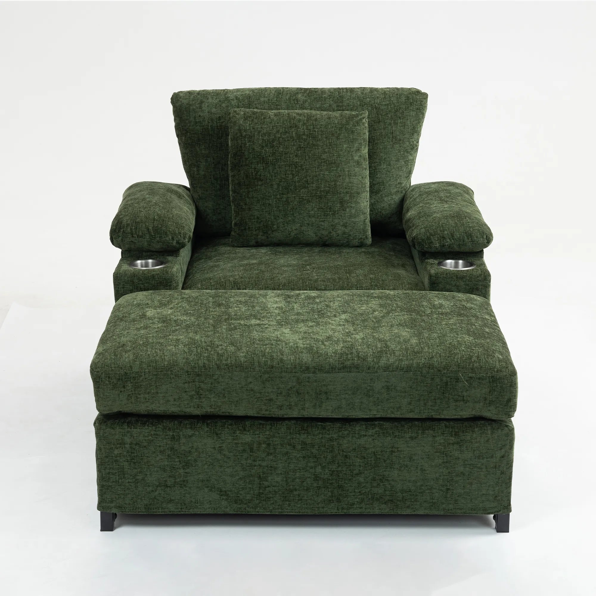 Oversized Chenille Accent Chair with Ottoman