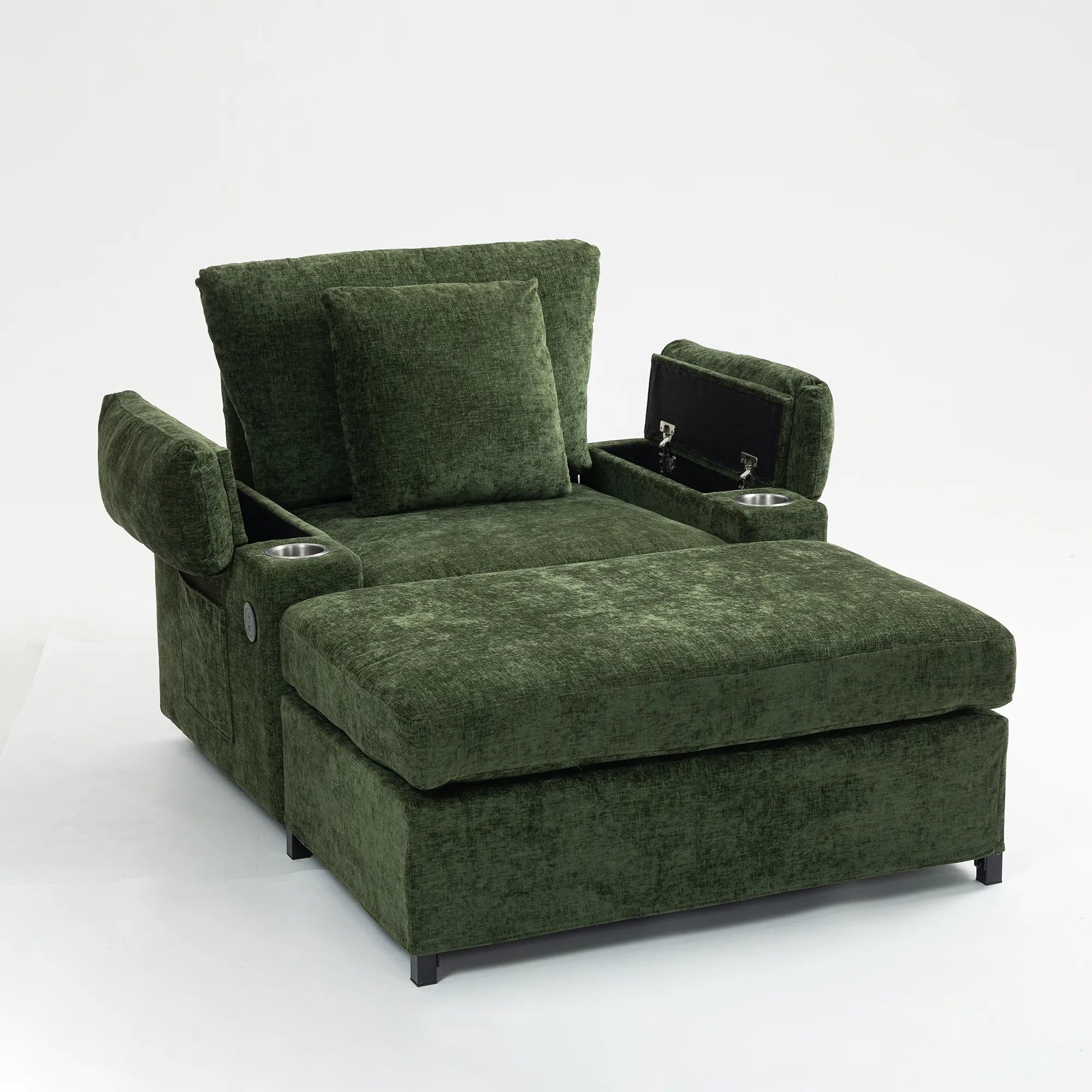 Oversized Chenille Accent Chair with Ottoman
