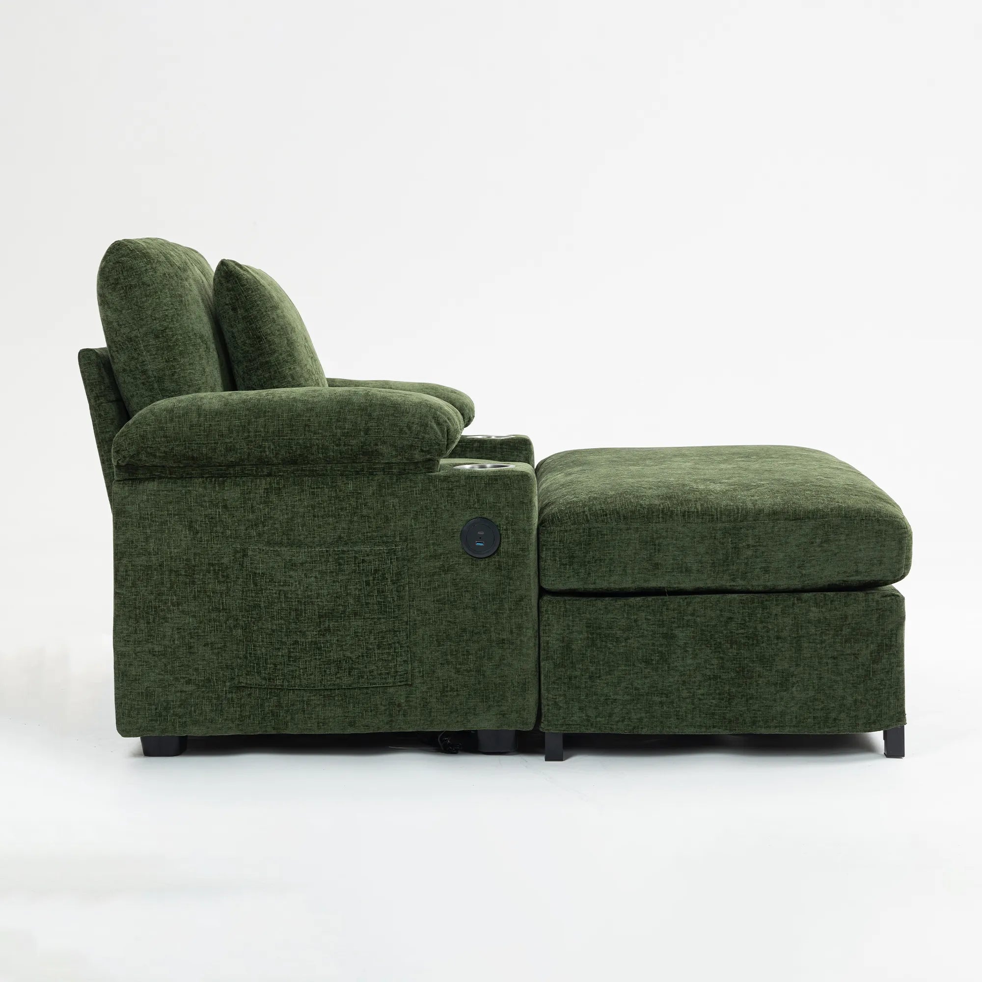 Oversized Chenille Accent Chair with Ottoman
