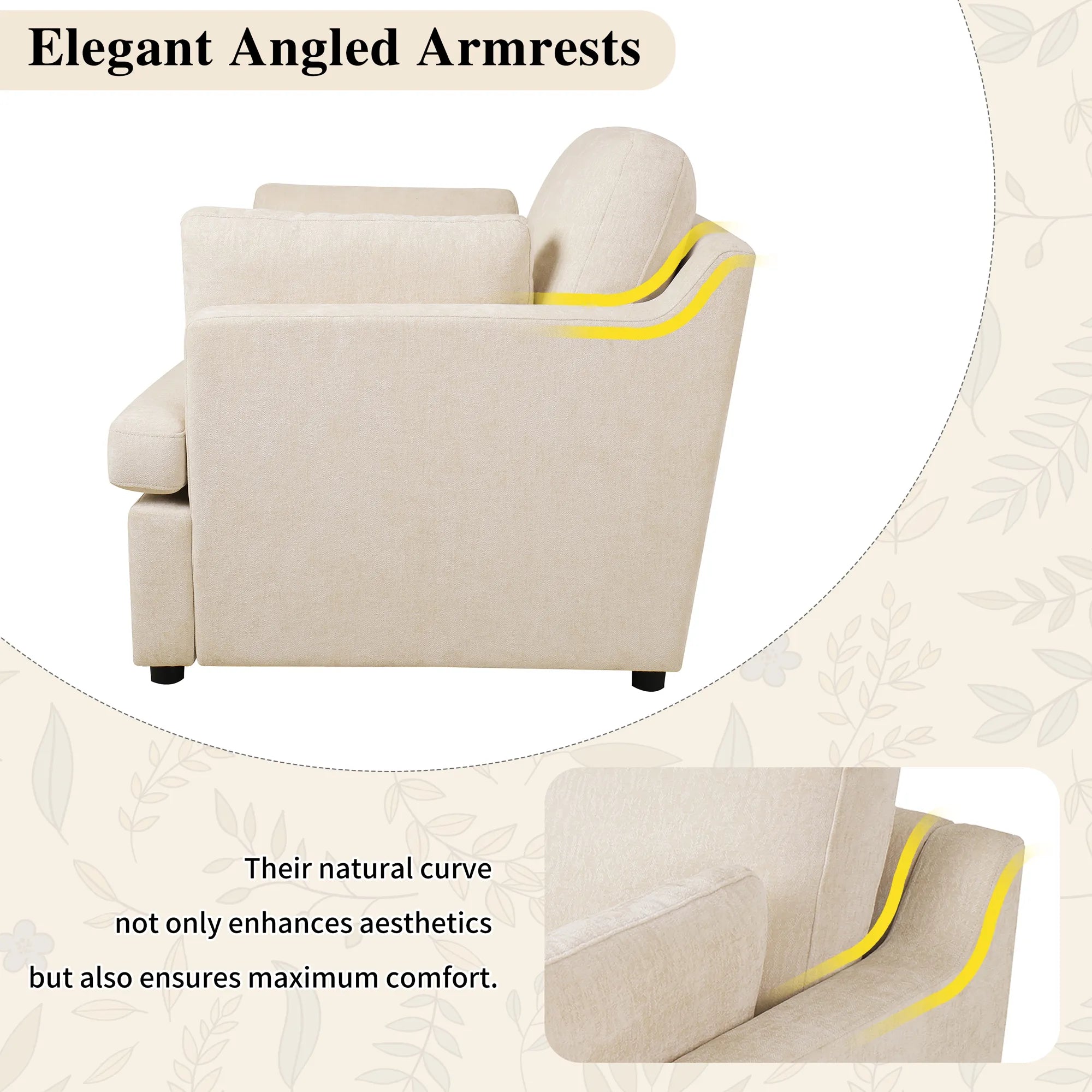 Oversized Accent Chair with Armrest Cushions