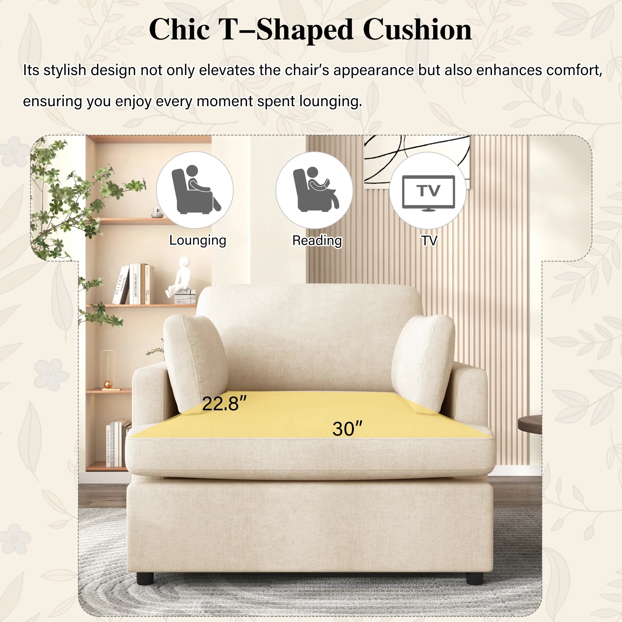 Oversized Accent Chair with Armrest Cushions