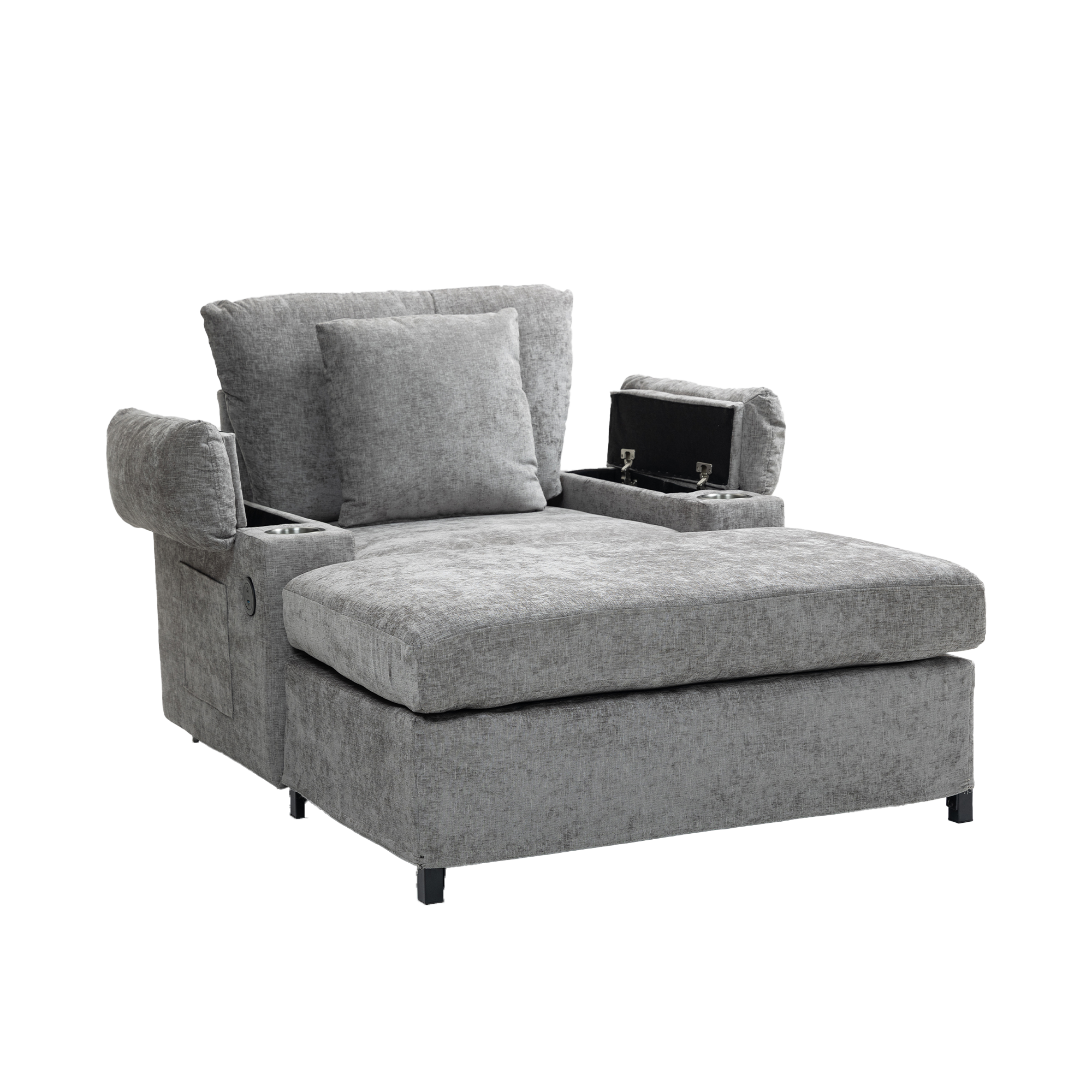 Oversized Chenille Accent Chair with Ottoman