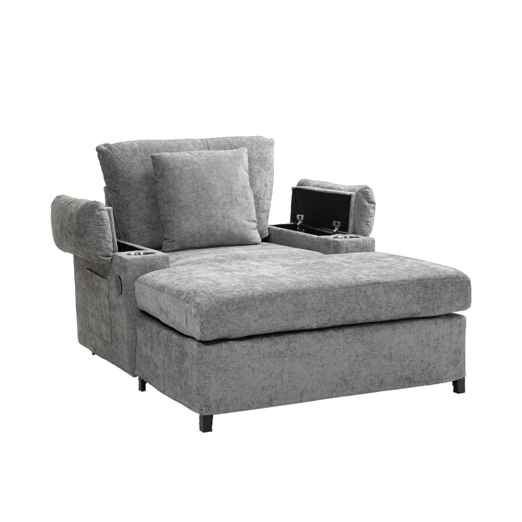 Oversized Chenille Accent Chair with Ottoman