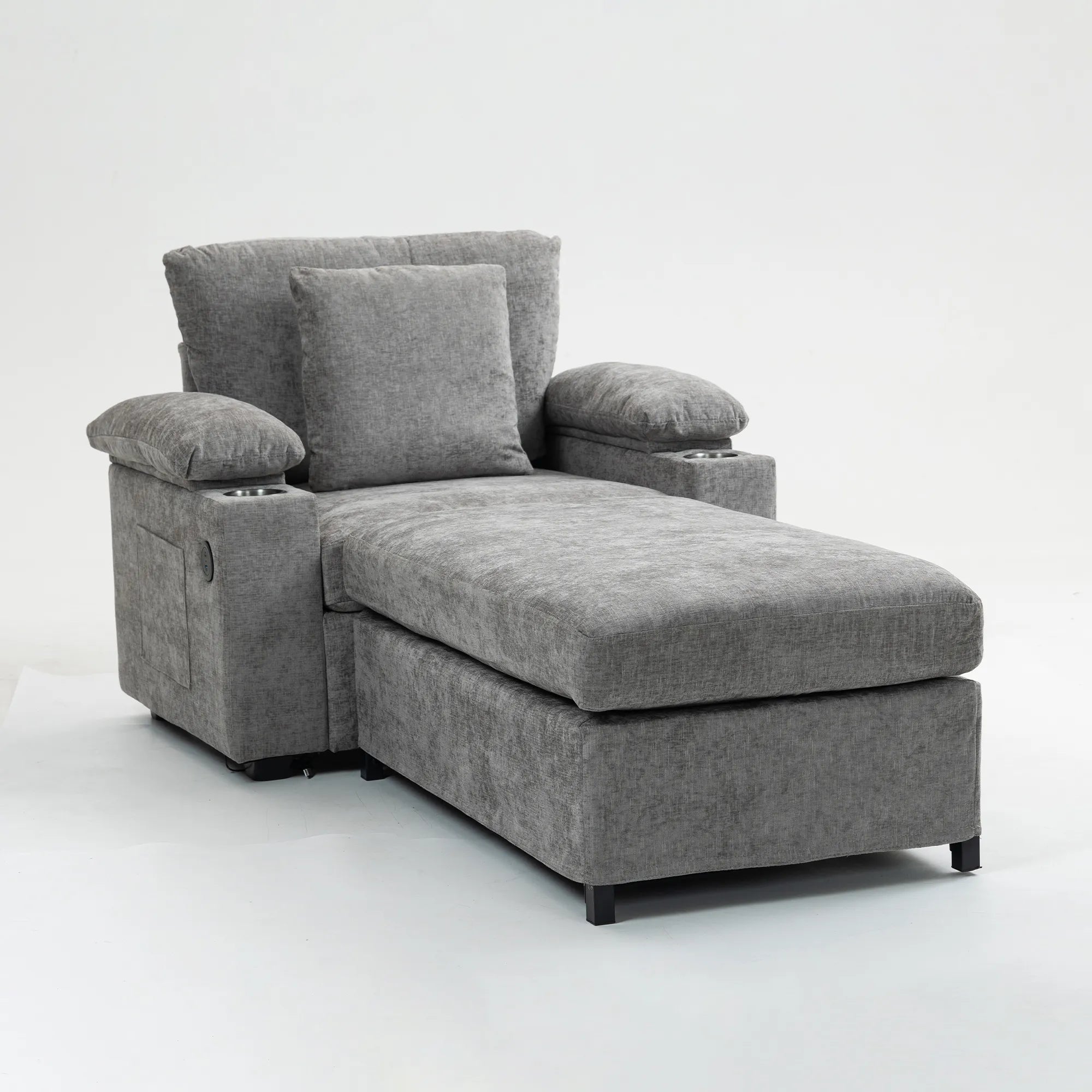 Oversized Chenille Accent Chair with Ottoman