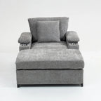 Oversized Chenille Accent Chair with Ottoman