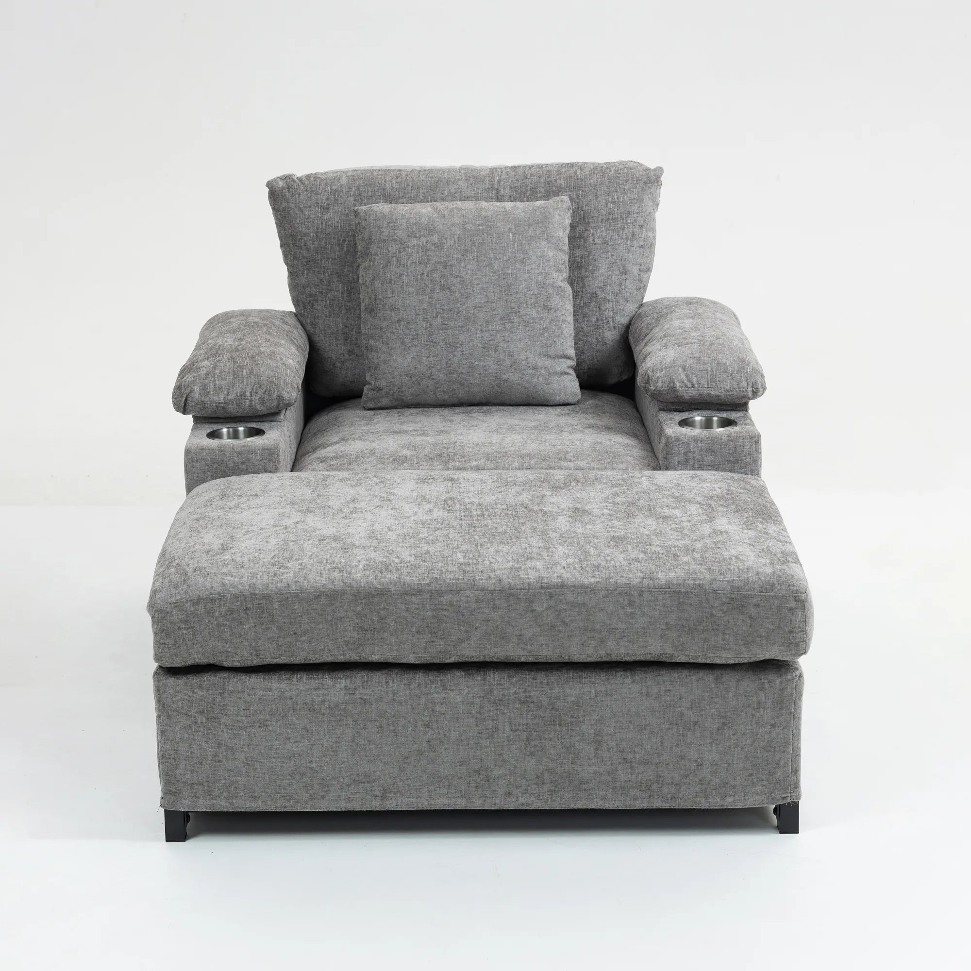Oversized Chenille Accent Chair with Ottoman