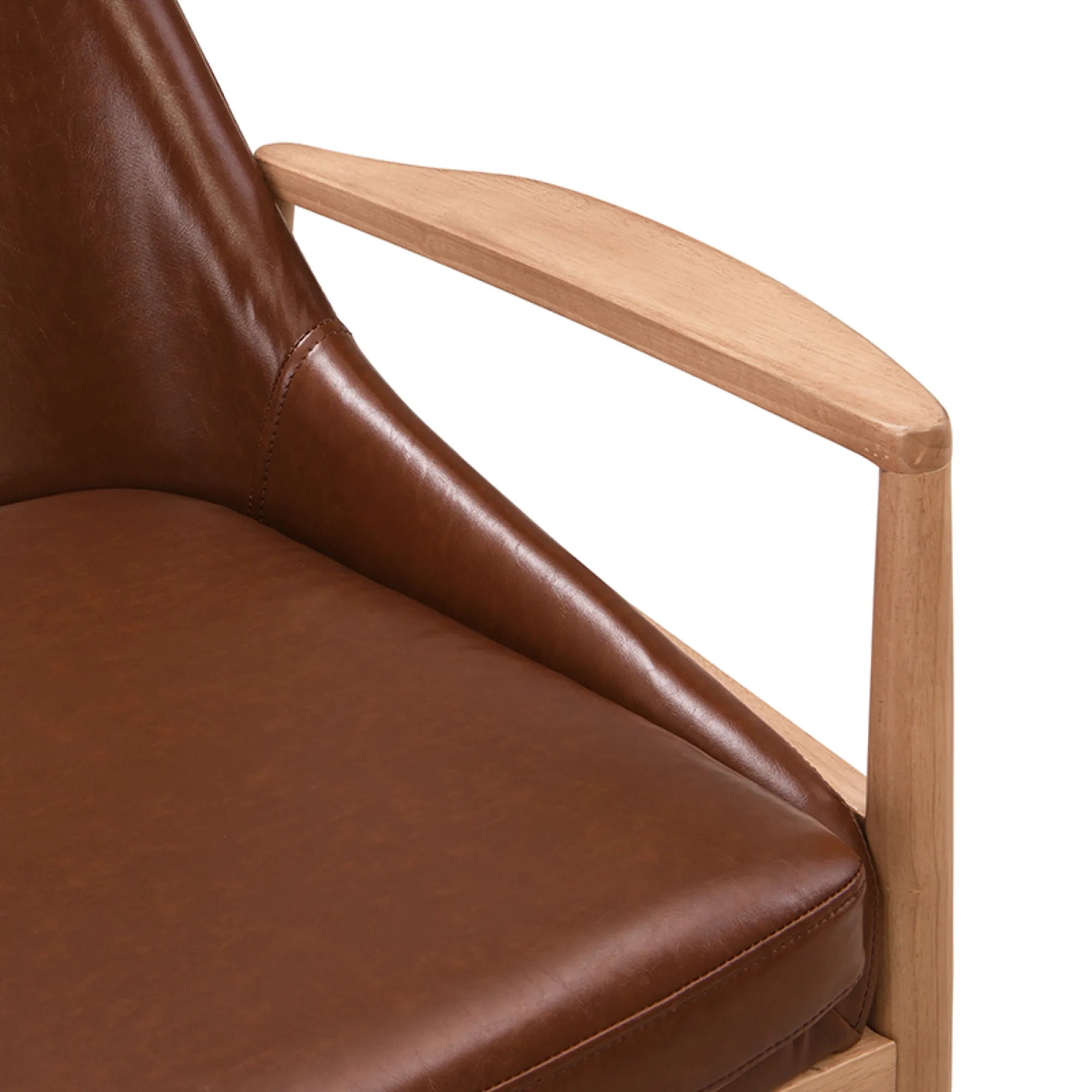 PU Leather Mid-Century Modern Armchair Accent Chair with Solid Wood Frame