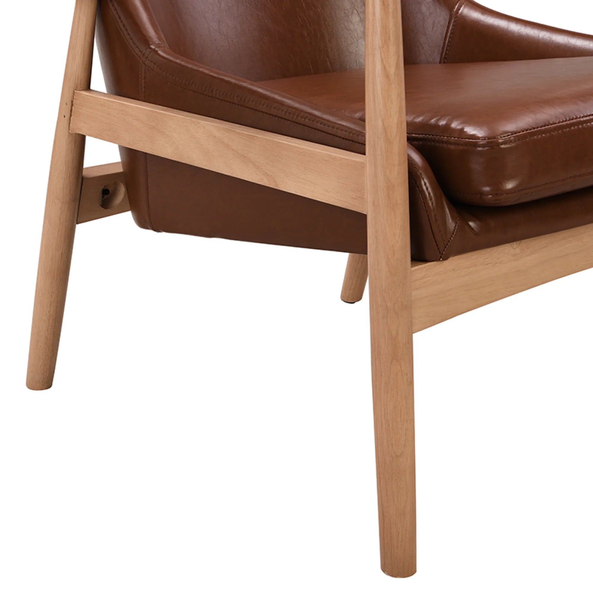 PU Leather Mid-Century Modern Armchair Accent Chair with Solid Wood Frame