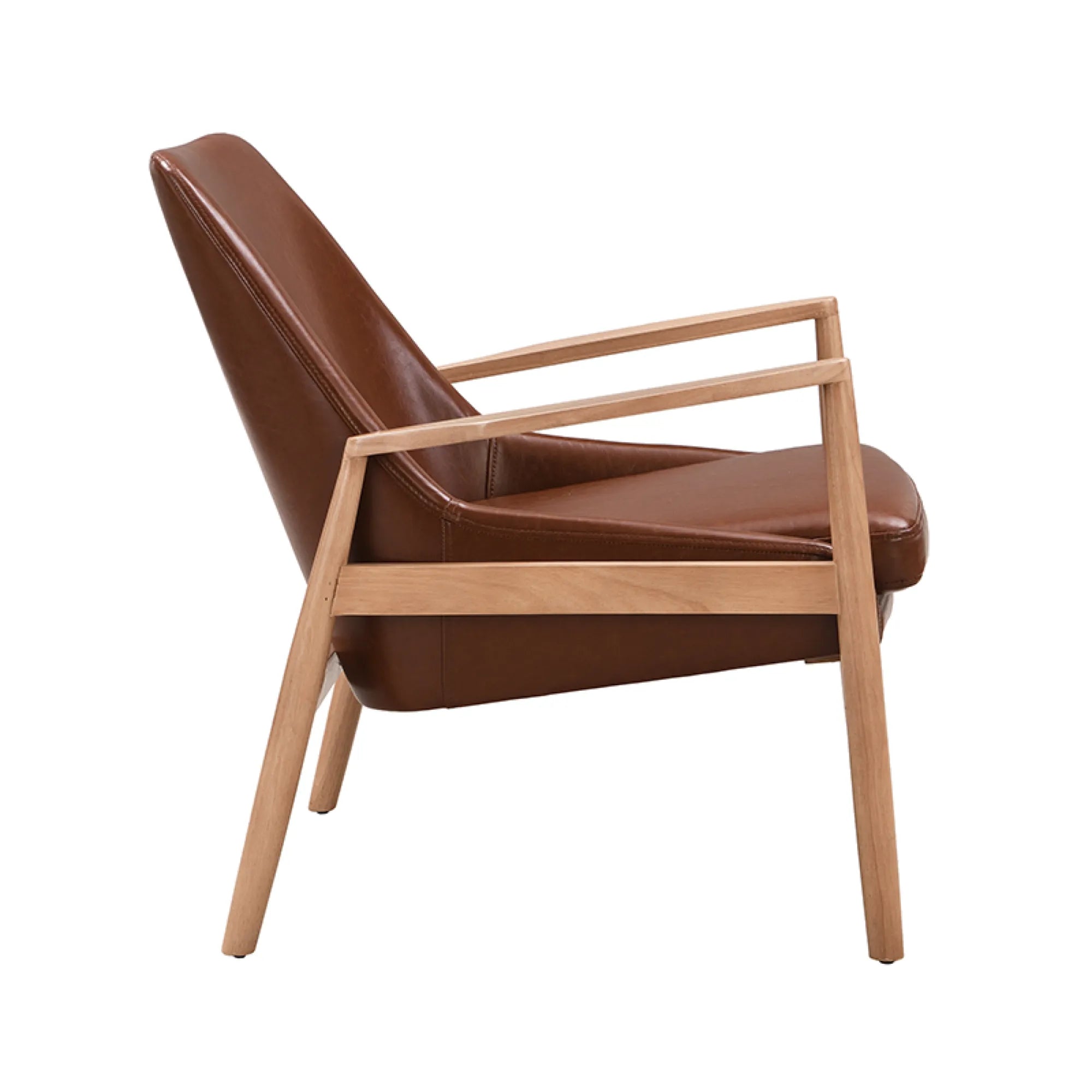 PU Leather Mid-Century Modern Armchair Accent Chair with Solid Wood Frame