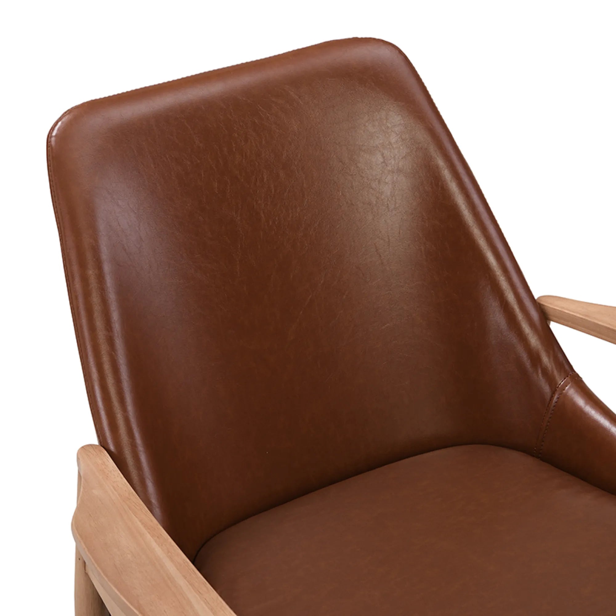 PU Leather Mid-Century Modern Armchair Accent Chair with Solid Wood Frame