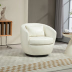 PU Leather Modern Swivel Barrel Armchair with Underseat Storage