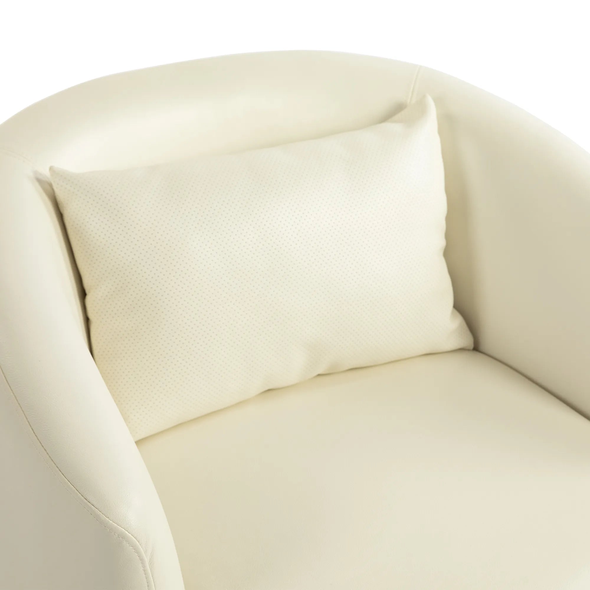 PU Leather Modern Swivel Barrel Armchair with Underseat Storage