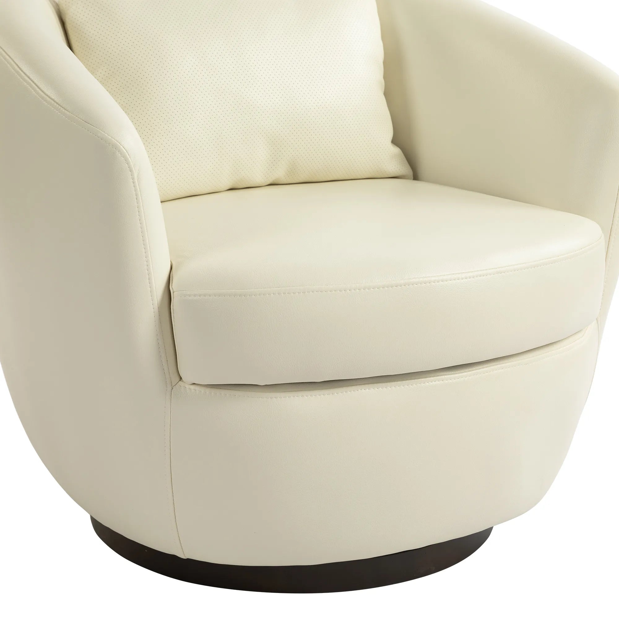 PU Leather Modern Swivel Barrel Armchair with Underseat Storage