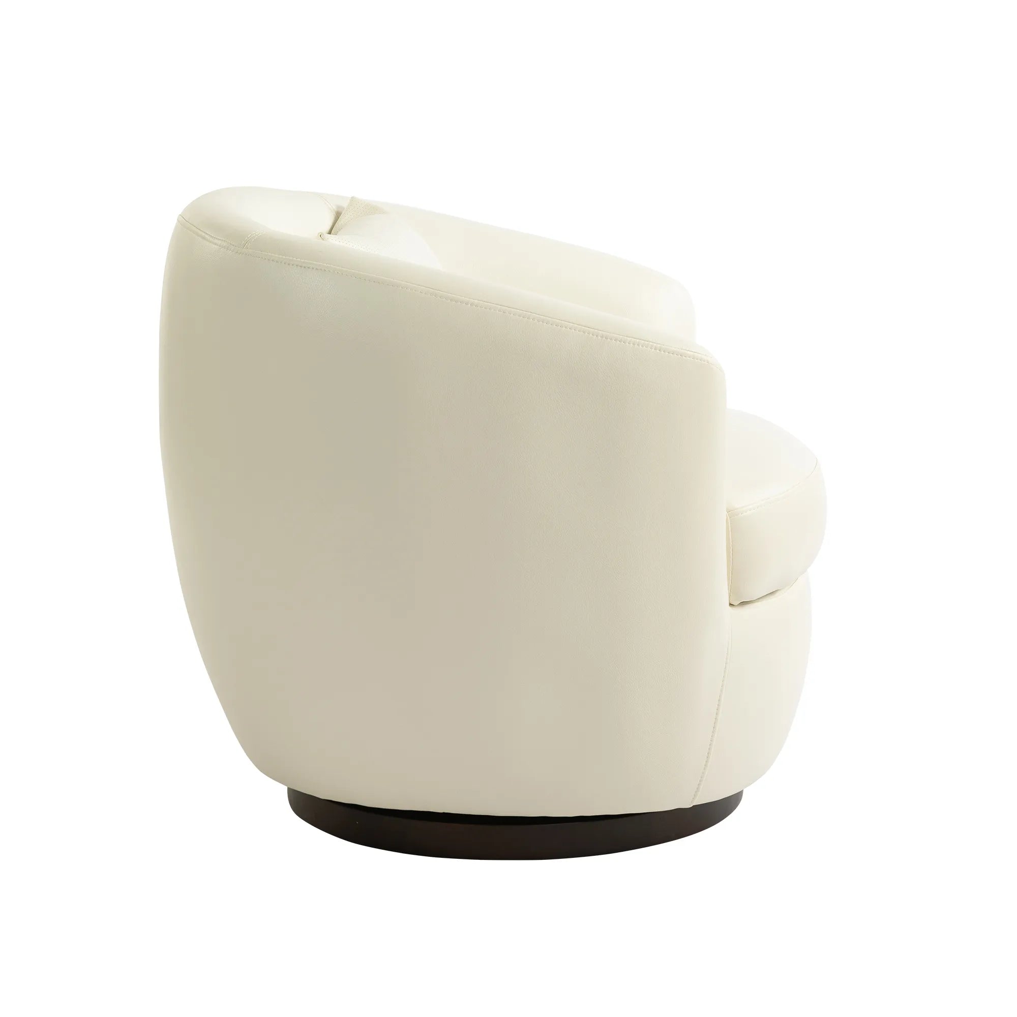 PU Leather Modern Swivel Barrel Armchair with Underseat Storage
