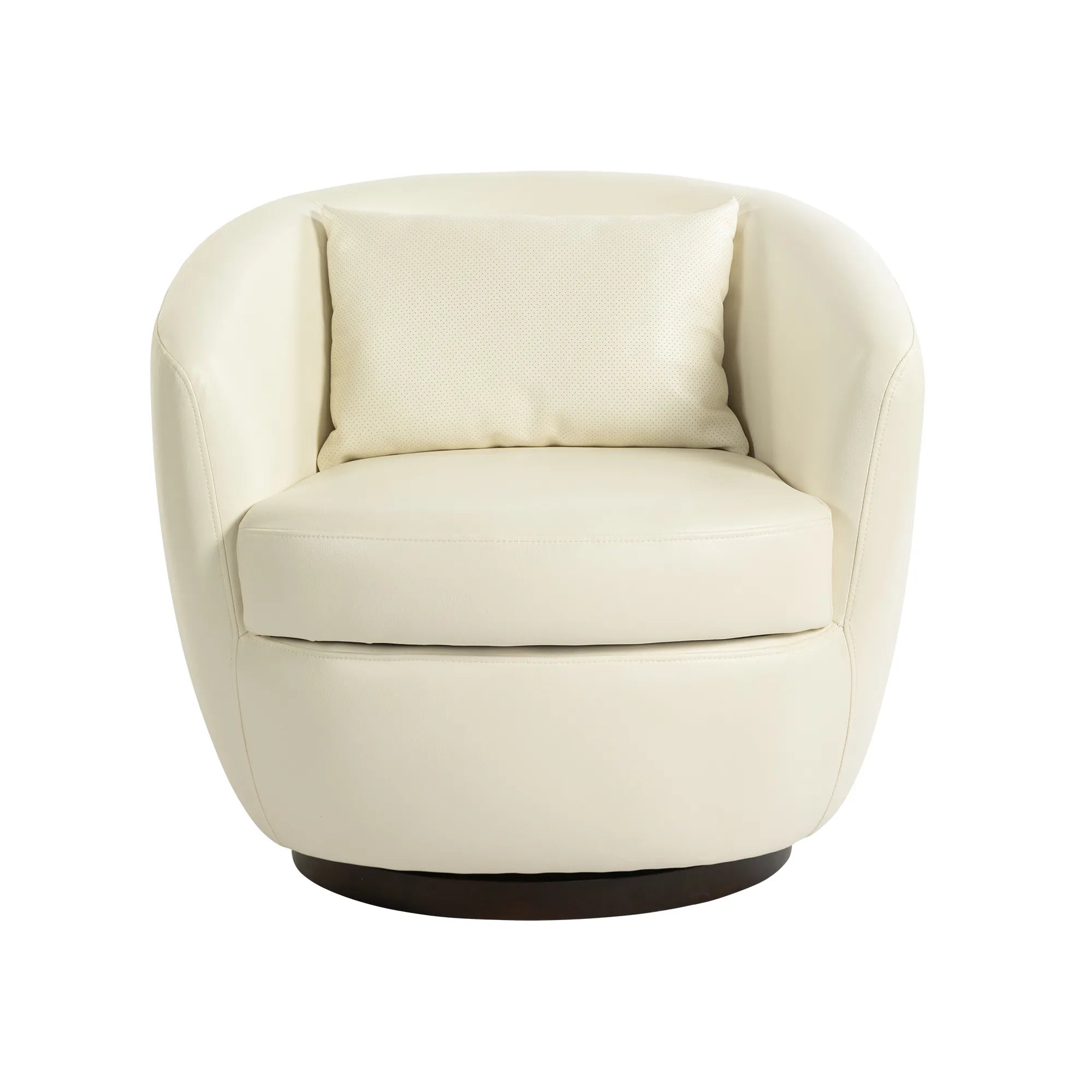 PU Leather Modern Swivel Barrel Armchair with Underseat Storage