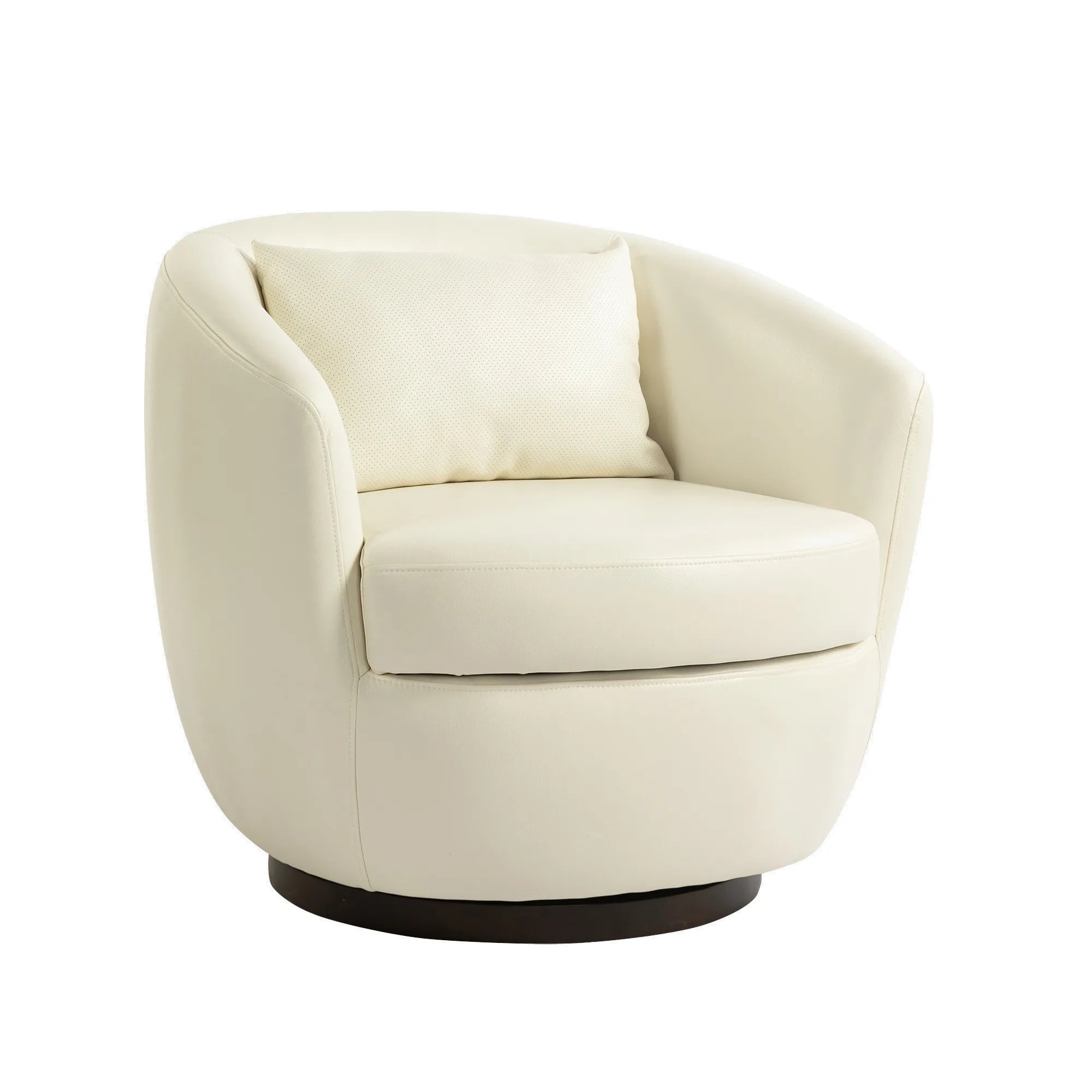 PU Leather Modern Swivel Barrel Armchair with Underseat Storage