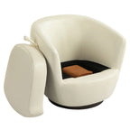 PU Leather Modern Swivel Barrel Armchair with Underseat Storage