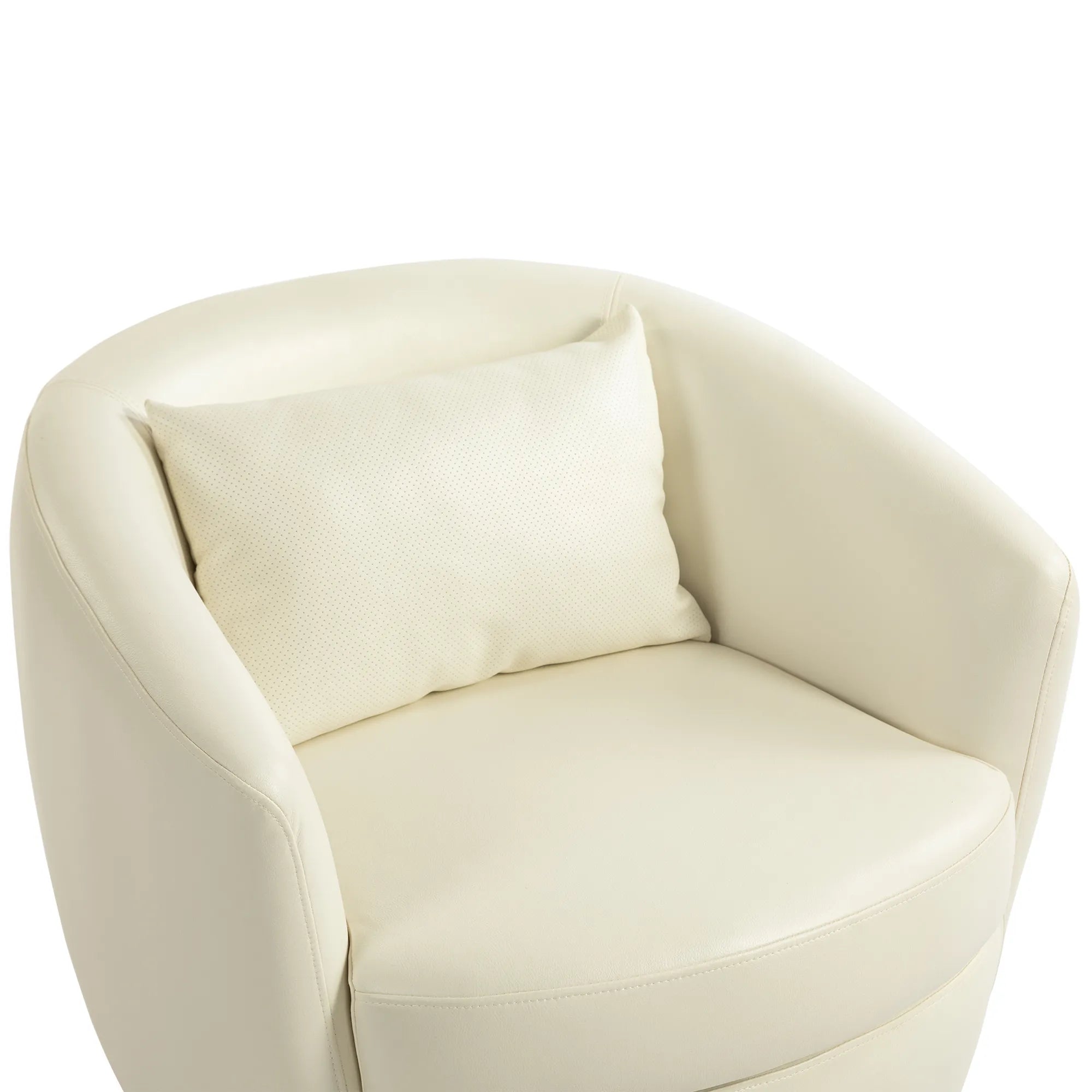 PU Leather Modern Swivel Barrel Armchair with Underseat Storage