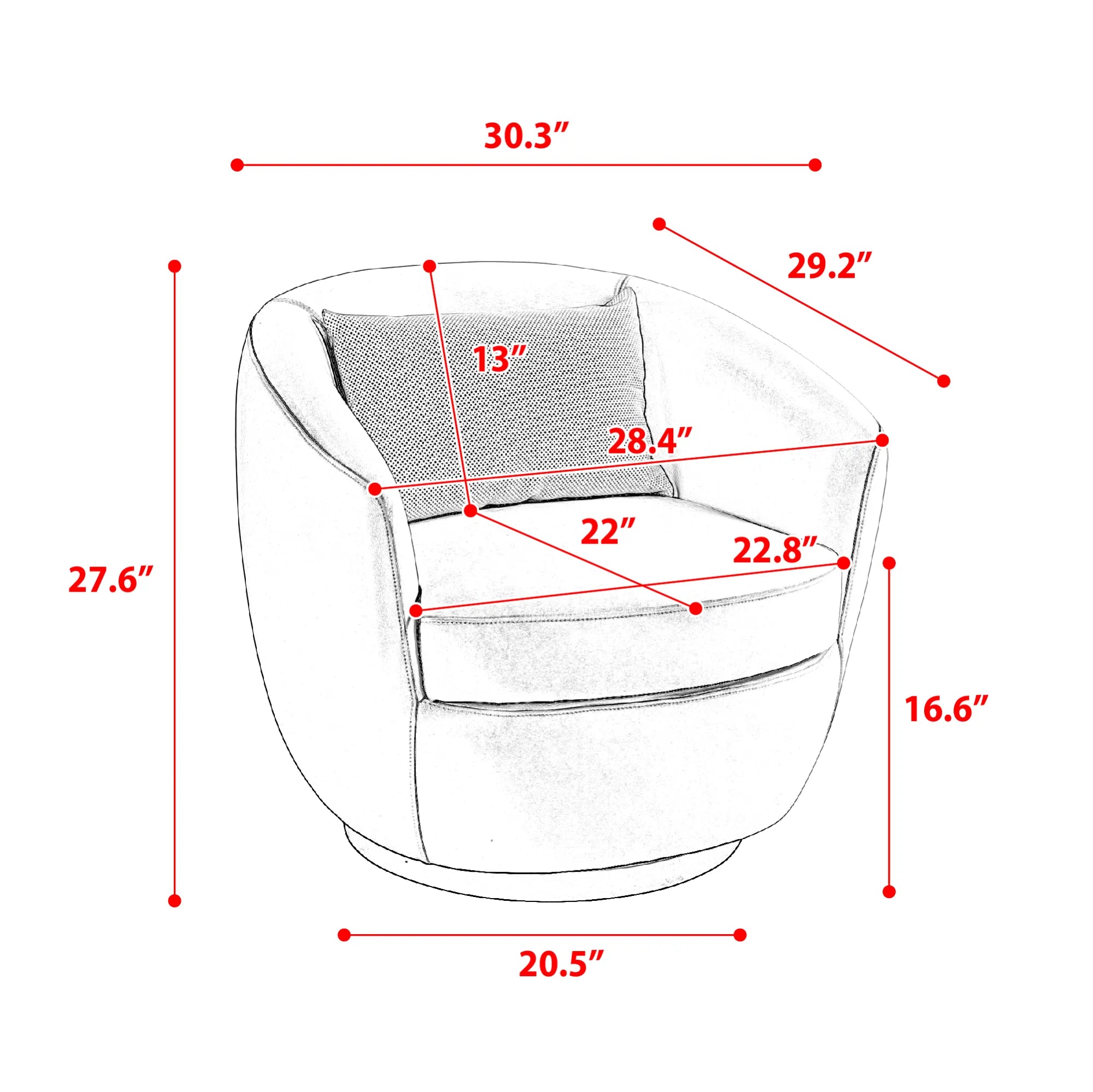 PU Leather Modern Swivel Barrel Armchair with Underseat Storage