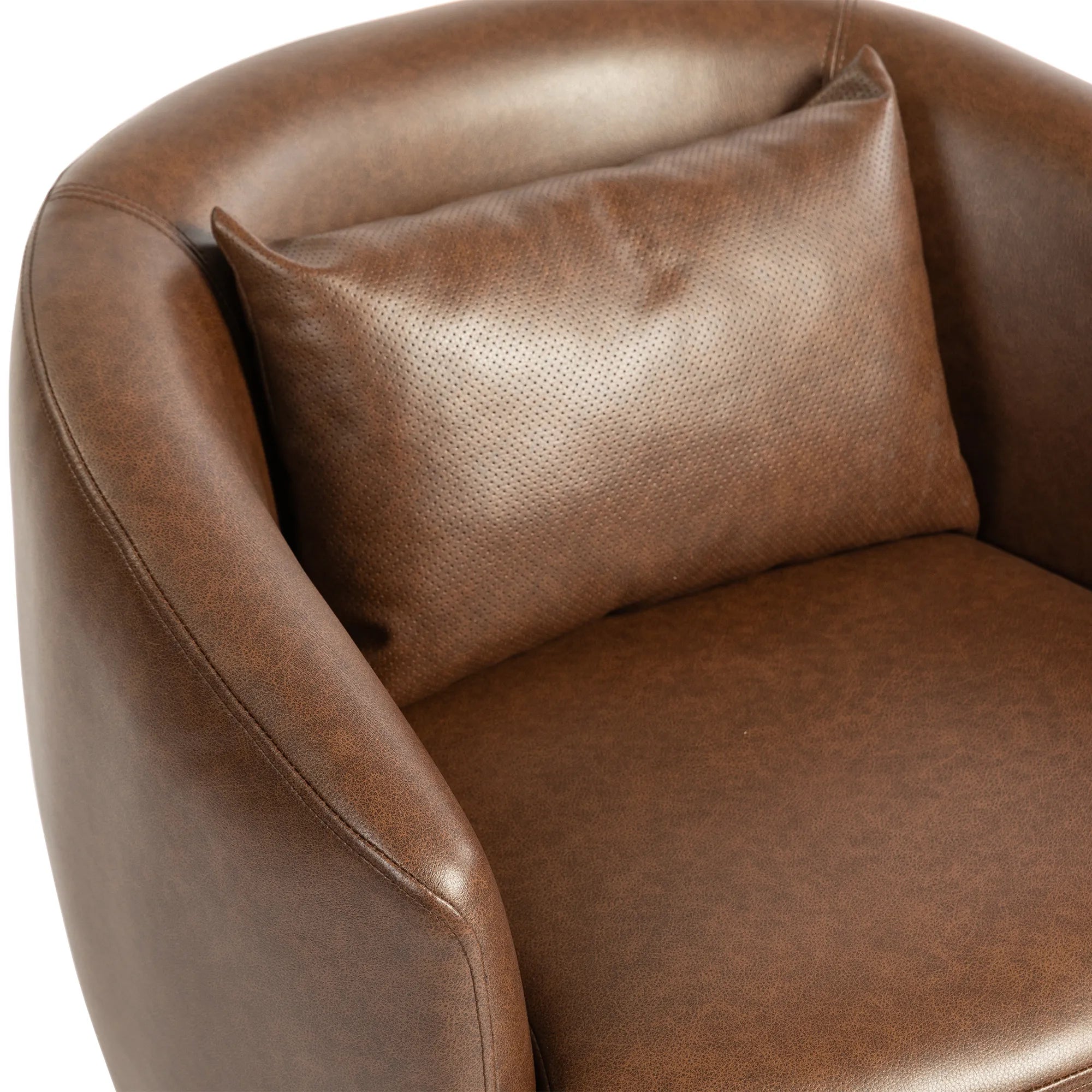 PU Leather Modern Swivel Barrel Armchair with Underseat Storage