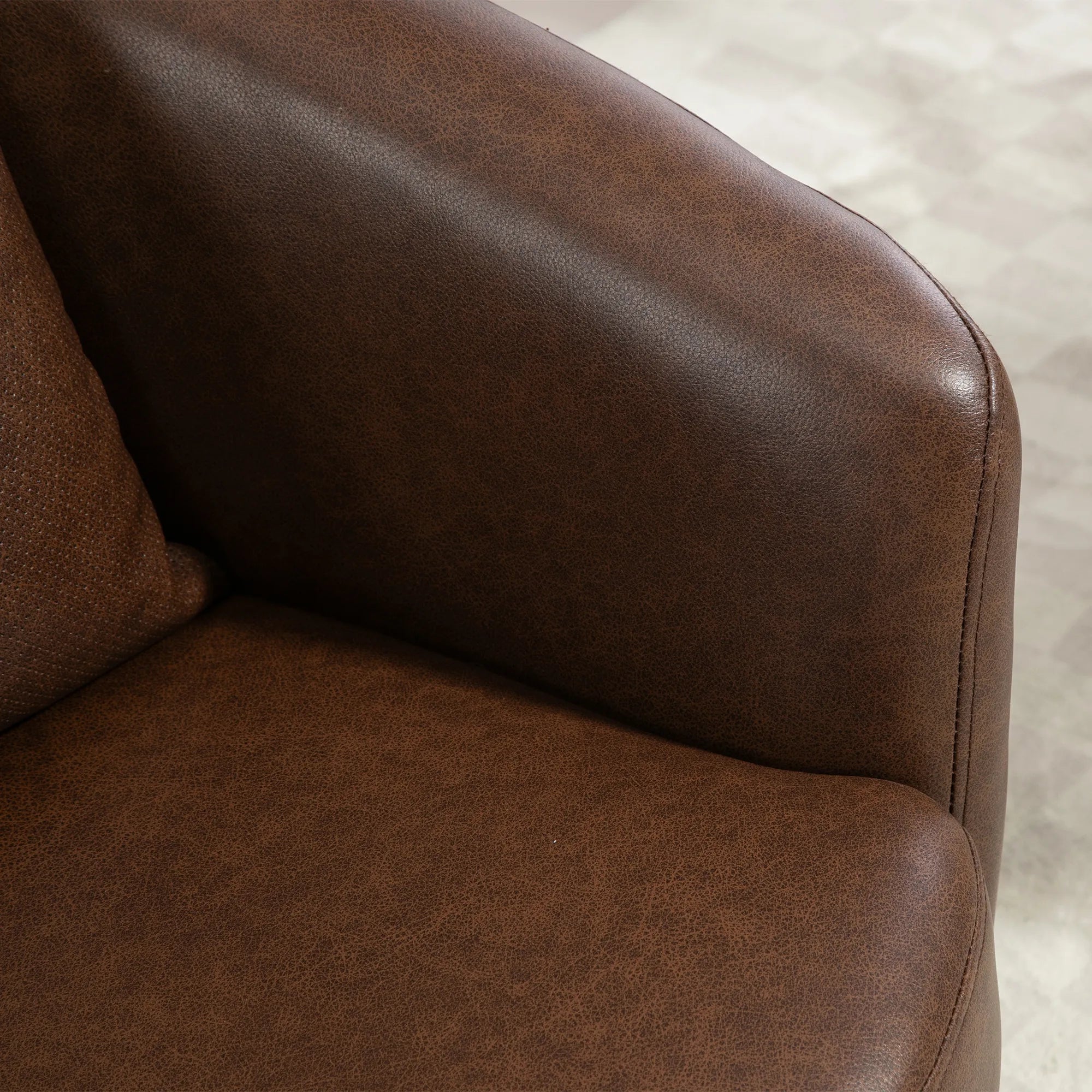 PU Leather Modern Swivel Barrel Armchair with Underseat Storage
