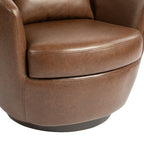 PU Leather Modern Swivel Barrel Armchair with Underseat Storage