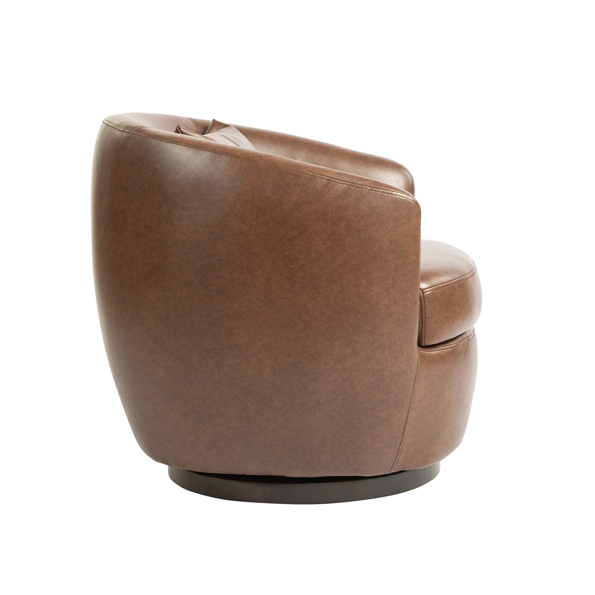 PU Leather Modern Swivel Barrel Armchair with Underseat Storage