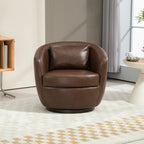 PU Leather Modern Swivel Barrel Armchair with Underseat Storage
