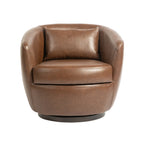 PU Leather Modern Swivel Barrel Armchair with Underseat Storage