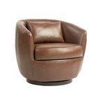 PU Leather Modern Swivel Barrel Armchair with Underseat Storage