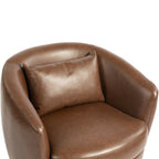 PU Leather Modern Swivel Barrel Armchair with Underseat Storage