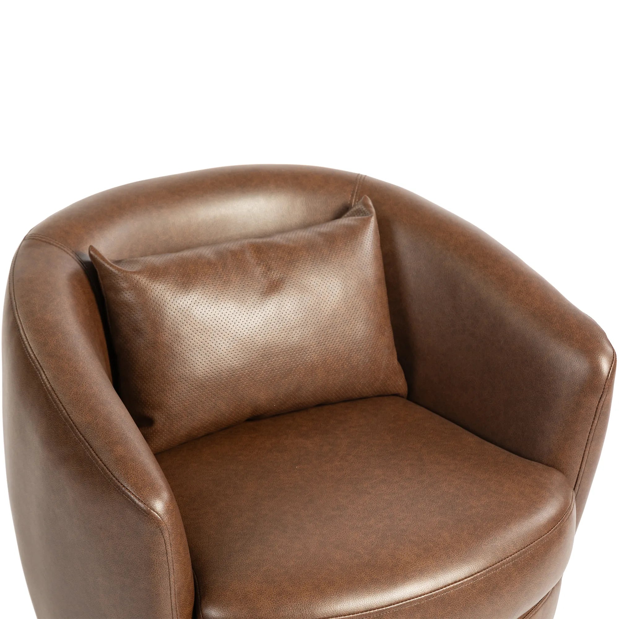 PU Leather Modern Swivel Barrel Armchair with Underseat Storage