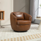 PU Leather Modern Swivel Barrel Armchair with Underseat Storage