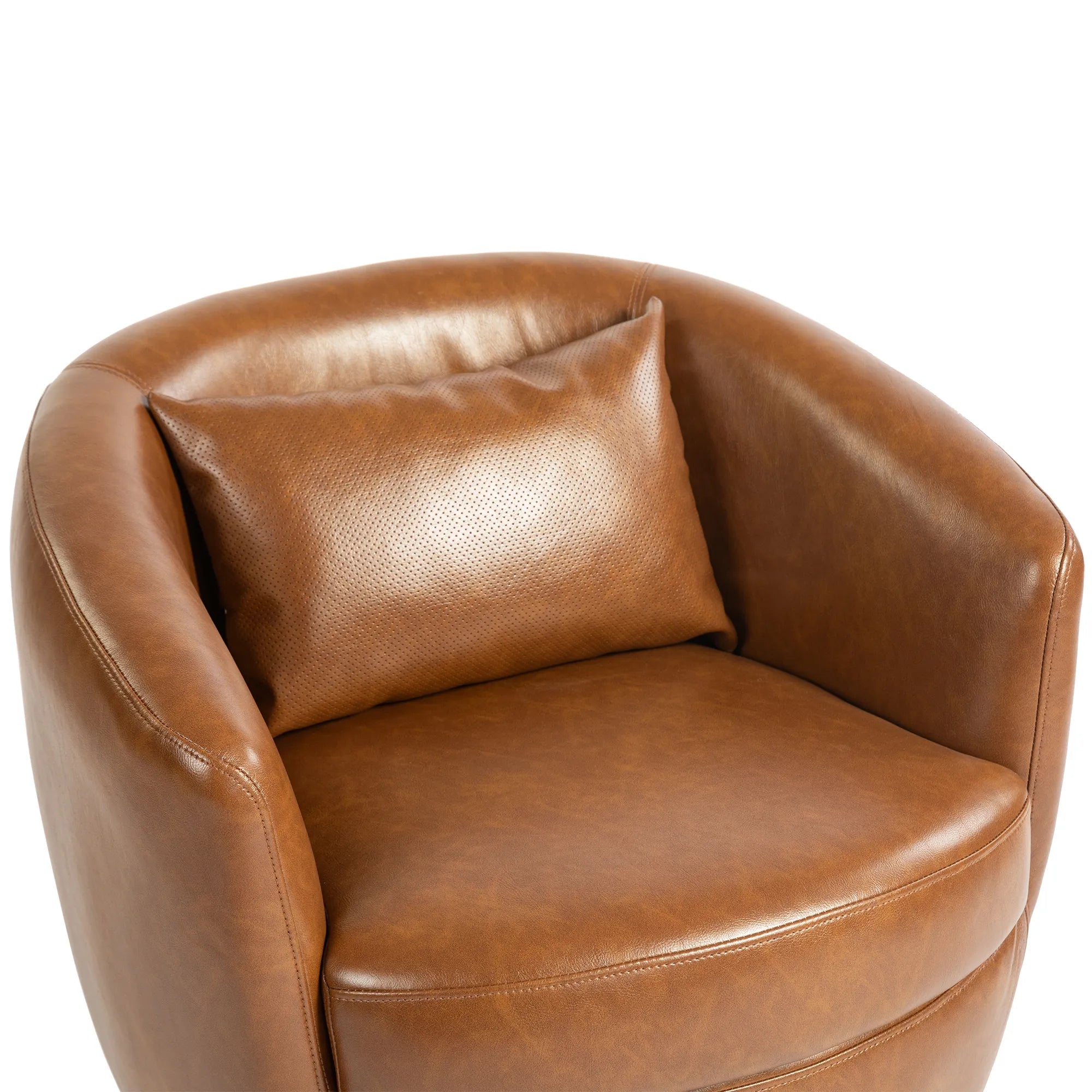 PU Leather Modern Swivel Barrel Armchair with Underseat Storage
