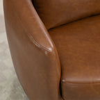 PU Leather Modern Swivel Barrel Armchair with Underseat Storage