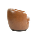 PU Leather Modern Swivel Barrel Armchair with Underseat Storage