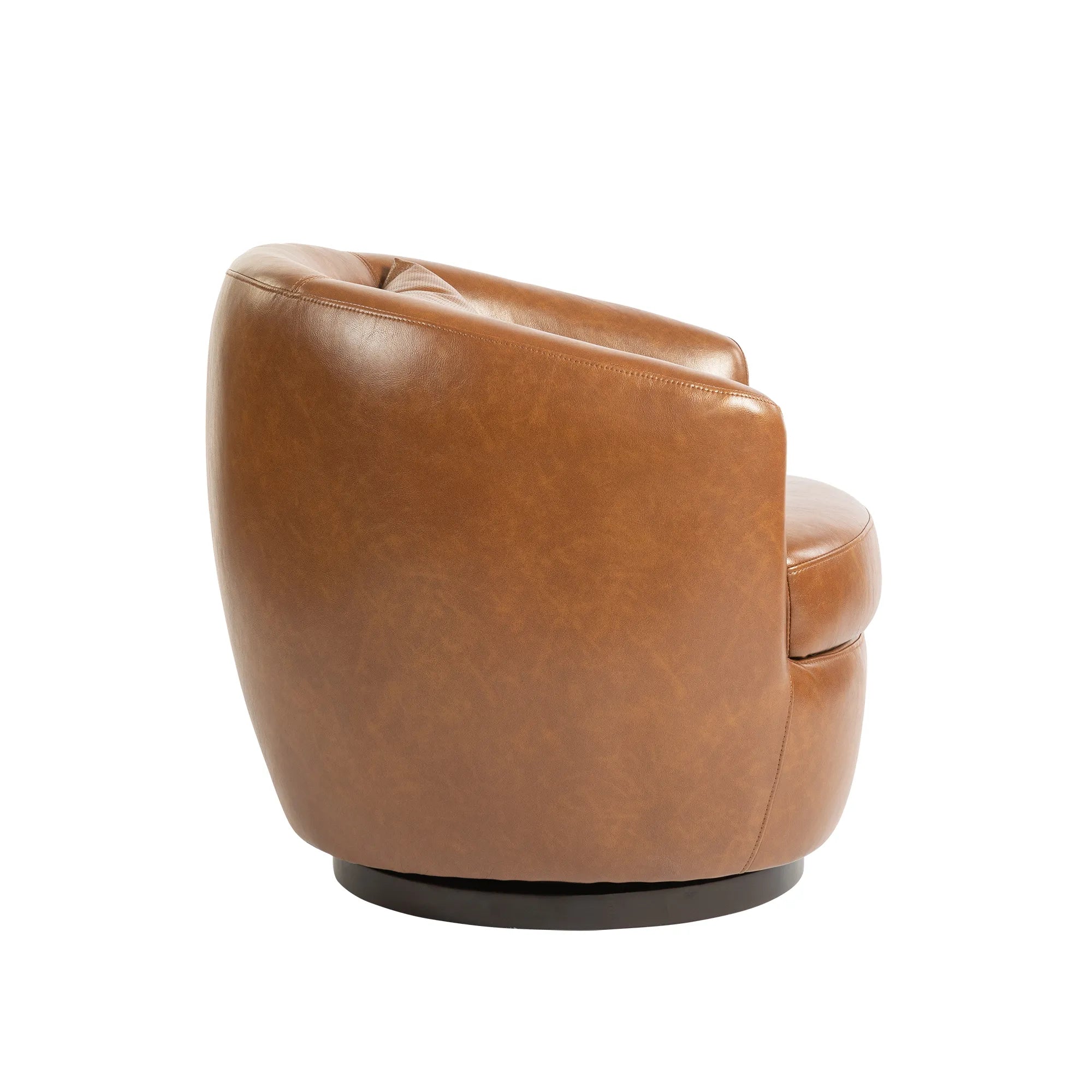 PU Leather Modern Swivel Barrel Armchair with Underseat Storage