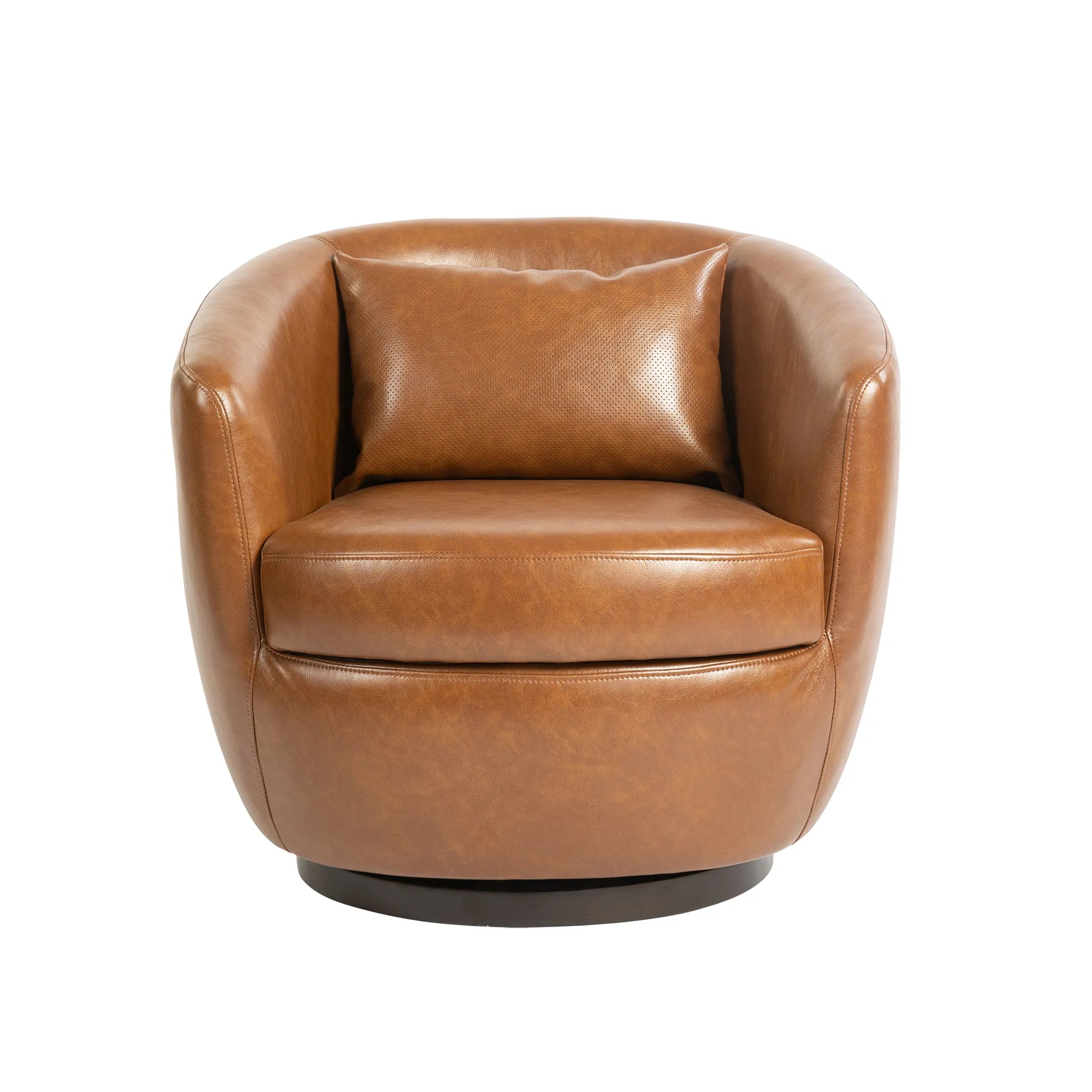 PU Leather Modern Swivel Barrel Armchair with Underseat Storage