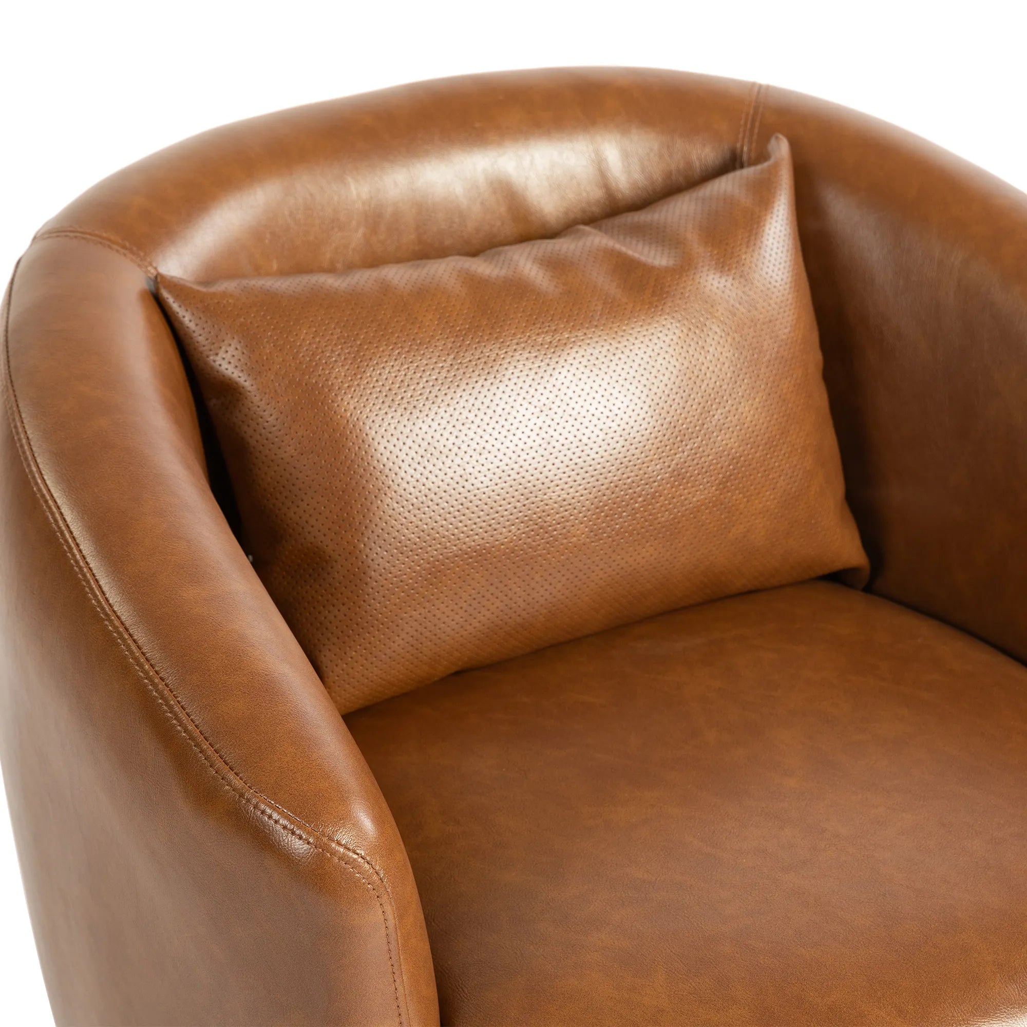 PU Leather Modern Swivel Barrel Armchair with Underseat Storage