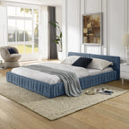 Platform Bed Frame With Chenille Pleated Design