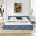 Platform Bed Frame With Chenille Pleated Design