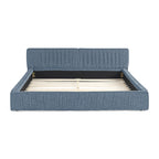Platform Bed Frame With Chenille Pleated Design