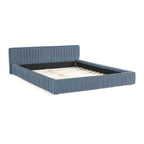 Platform Bed Frame With Chenille Pleated Design