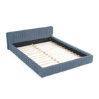 Platform Bed Frame With Chenille Pleated Design
