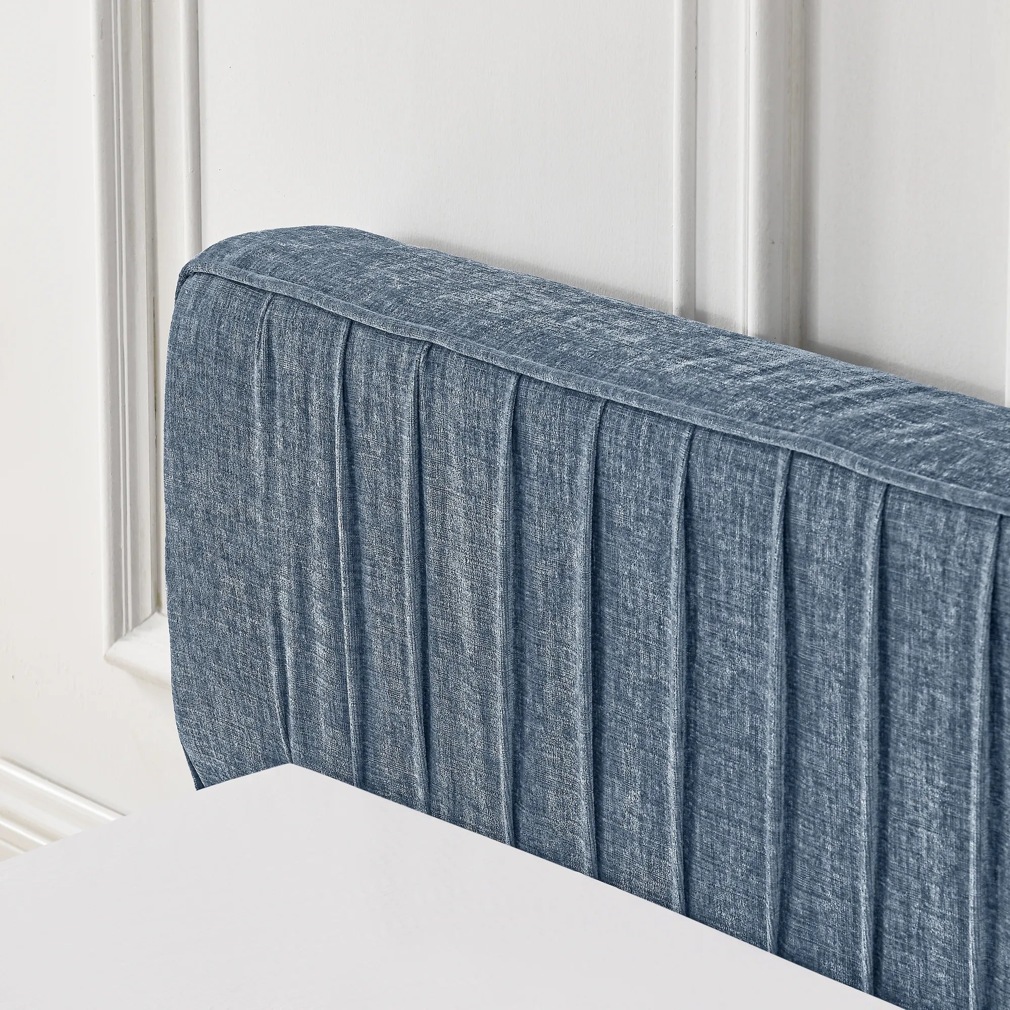 Platform Bed Frame With Chenille Pleated Design