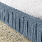 Platform Bed Frame With Chenille Pleated Design