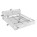 Platform Bed Frame With Chenille Pleated Design