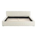 Platform Bed Frame With Chenille Pleated Design