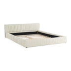 Platform Bed Frame With Chenille Pleated Design