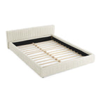 Platform Bed Frame With Chenille Pleated Design